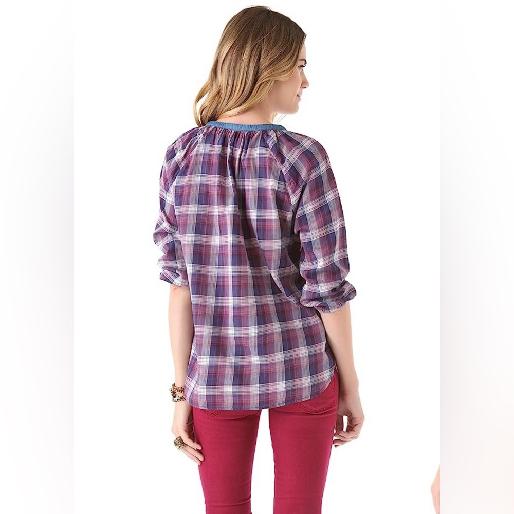Masion Scotch  Pretty & Plaid 3/4 Sleeve Top. (M) - Picture 11 of 16